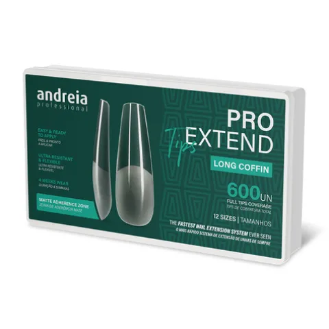 Andreia Pro Extend Tips Extensões De Unhas Long Coffin Formato Coffin Longo