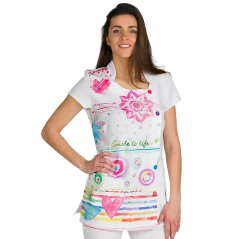 Lacla Túnica Branca Estampa Corações