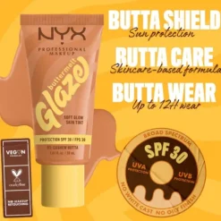 Nyx Pro Makeup Buttermelt Glaze Soft Glow Skin Tint Spf 30 - Cashew