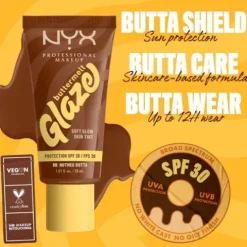 Nyx Pro Makeup Buttermelt Glaze Soft Glow Skin Tint Spf 30 - Nutmeg