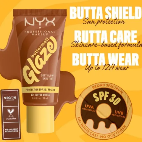 Nyx Pro Makeup Buttermelt Glaze Soft Glow Skin Tint Spf 30 - Toffee