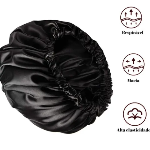 Touca De Cetim Anti-Frizz - Preta