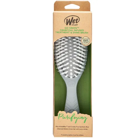 Wet Brush Go Green Treatment & Shine Escova De Cabelo - Carvão Infundido